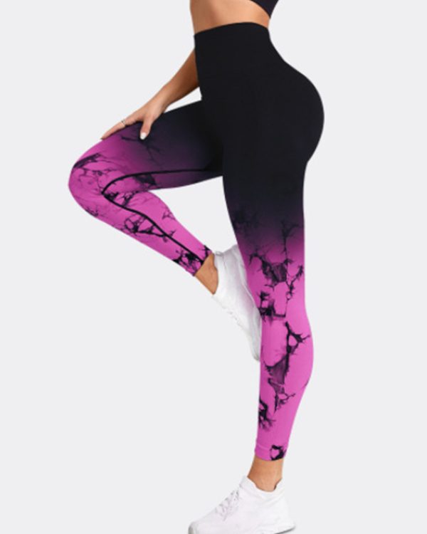 Gradient Tie-Dye Yoga Pants Seamless Women's Running Sports Pants High Waist Buttocks Gym Clothes Elastic Leggings Spot