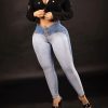 Double Color High Waist Skinny Stretch Jeans